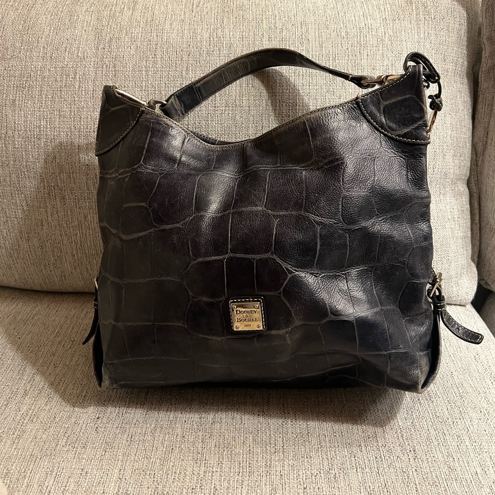 Dooney & Bourke Black Croc-Embossed Hobo Bag